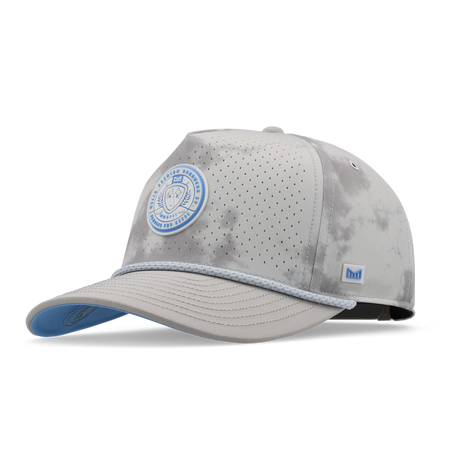 The front, angled view of the melin Odysea Links Hydro  Split Fit in  Sky / Light Grey